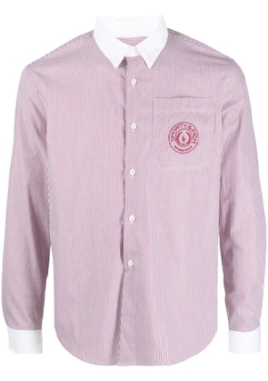 Sporty & Rich logo-embroidered striped cotton shirt