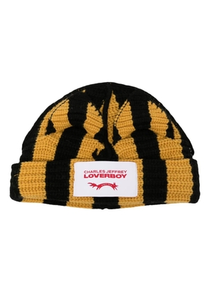 Charles Jeffrey Loverboy Chunky Ears striped beanie - Black
