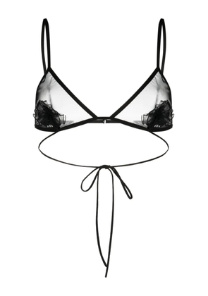 Nensi Dojaka flower-appliqué triangle bra - Black