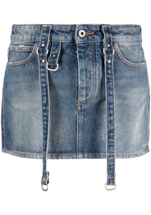 Off-White logo-patch denim mini skirt - Blue