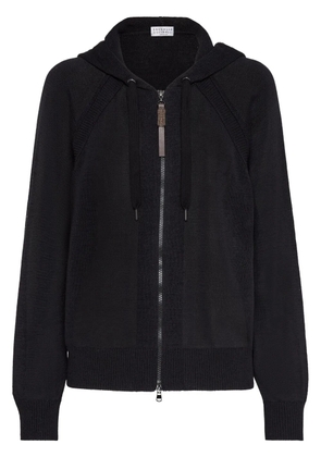 Brunello Cucinelli zip-up hooded cardigan - Black