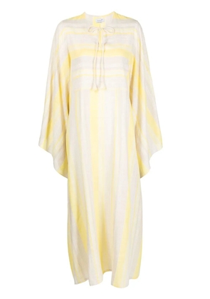 Bambah striped tie-fastening kaftan dress - Yellow