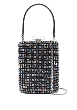 Self-Portrait crystal-embellished mini tote bag - Black