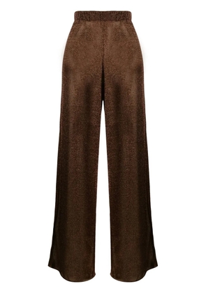 Oséree lurex-detail high-waisted trousers - Brown