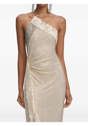 Self-Portrait crystal-lace maxi dress - Neutrals