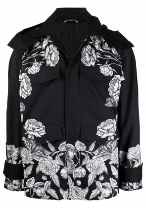 Valentino Garavani Dark Blooming-print hooded jacket - Black