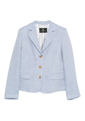 ETRO v-neck linen blazer - Blue