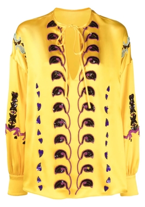 Valentino Garavani embellished silk blouse - Yellow