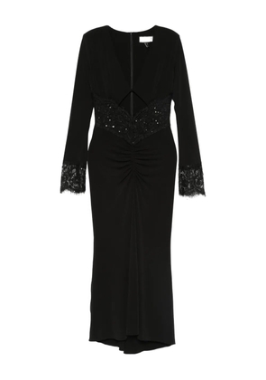 NISSA lace-trim sequin-embellished dress - Black