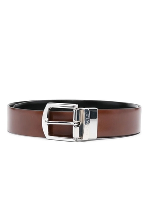 Canali logo-engraved reversible leather belt - Brown