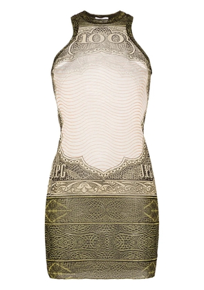 Jean Paul Gaultier Cartouche-print tulle mini dress - Green