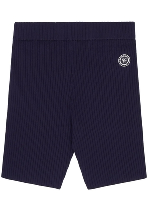 Sporty & Rich logo-patch ribbed shorts - Blue