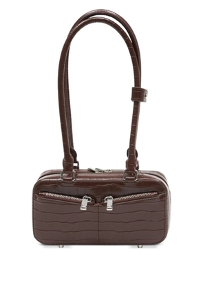 Self-Portrait crocodile-embossed leather shoulder bag - Brown
