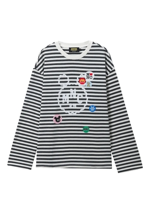 Mini Cream striped appliqué T-shirt - White