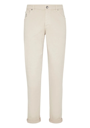 Brunello Cucinelli logo-embroidered jeans - Neutrals
