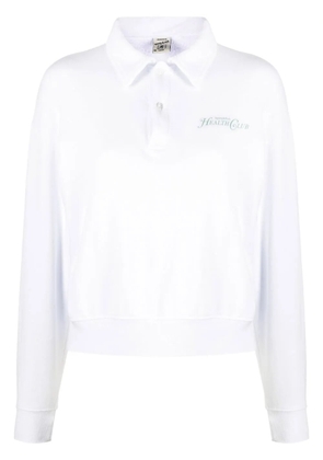 Sporty & Rich logo-print long-sleeved polo top - White