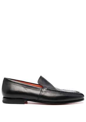 Santoni almond-toe leather loafers - Black