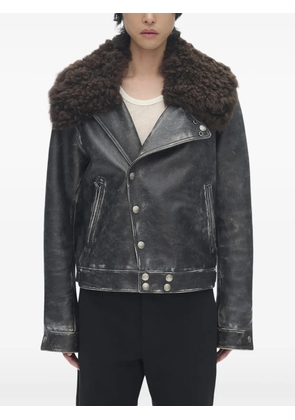 Ann Demeulemeester Binus fur-collar button leather jacket - Black
