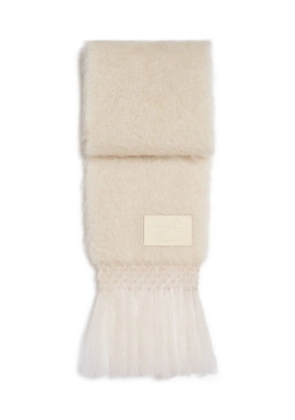 Jil Sander logo-patch fringed scarf - Neutrals