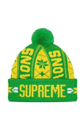 Supreme pompom-detail patterned-jacquard beanie - Green