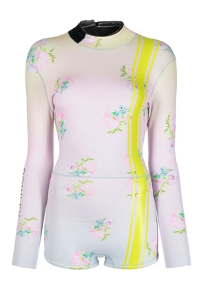 Cynthia Rowley striped floral-print swimsuit - Pink