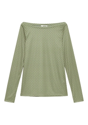 MALIPARMI geometric-pattern boat-neck T-shirt - Green