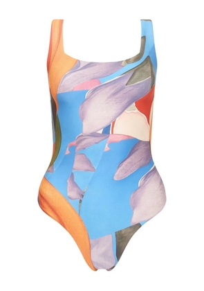 Donde Esteban Palenque Flores square-neck swimsuit - Blue