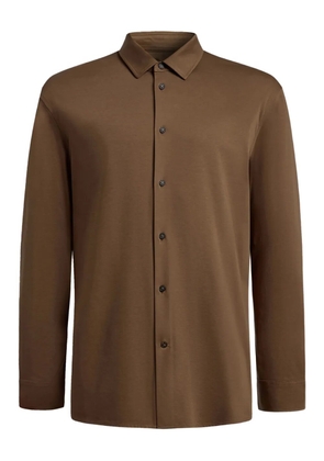 12 STOREEZ button pima cotton shirt - Brown