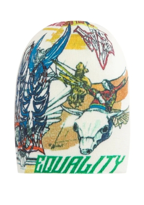 Who Decides War Americana printed beanie hat - White