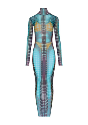 Jean Paul Gaultier long-sleeve dots maxi dress - Blue