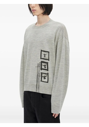 Ann Demeulemeester bird-print wool sweater - Grey