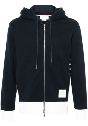 Thom Browne panelled zip-up cotton hoodie - Blue