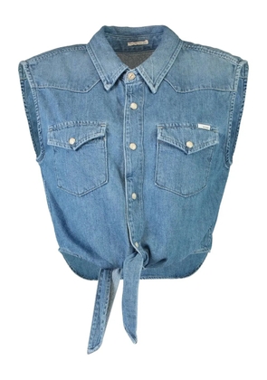 MOTHER knotted sleeveless denim top - MTIMEMST BLUE