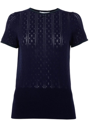 JW Anderson logo-embroidered pointelle top - Blue