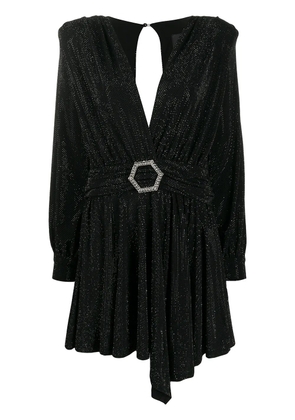 Philipp Plein belted long-sleeve mini dress - Black