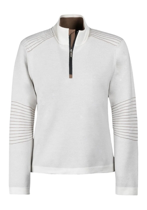 Moorer Stria half-zip sweater - White