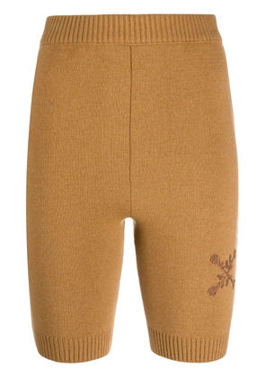 Off-White embroidered floral Arrows motif knitted shorts - Brown