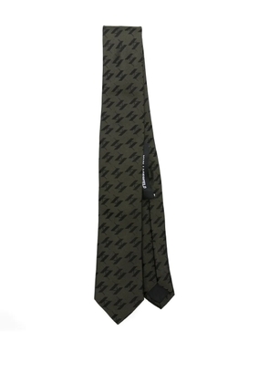 Karl Lagerfeld geometric-pattern silk tie - Green
