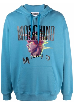 Moschino graphic-print relaxed logo hoodie - Blue