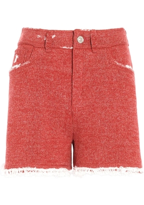Barrie fine-knit fringe-detail shorts - Red