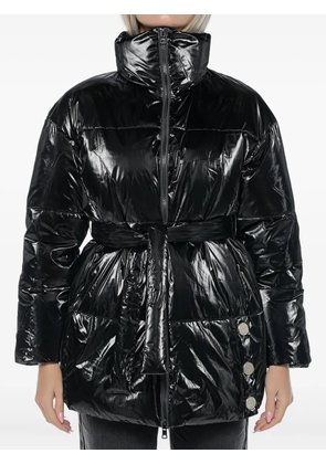 Armani Exchange belted high-neck puffer jacket - Black
