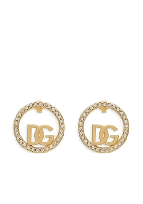 Dolce & Gabbana DG-logo rhinestone-embellished hoop earrings - Gold