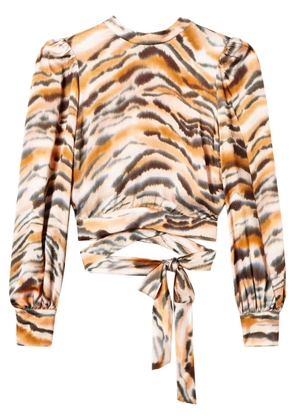 TWINSET tiger-print cropped blouse - Brown