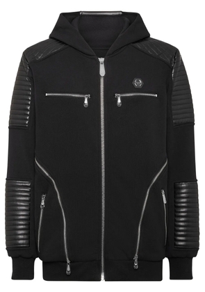 Philipp Plein zip-up hooded jacket - Black