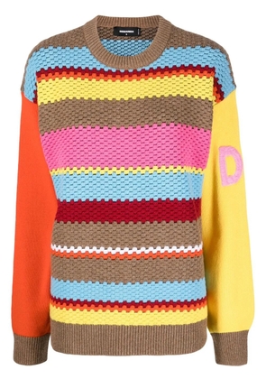 DSQUARED2 chunky-knit striped jumper - Brown