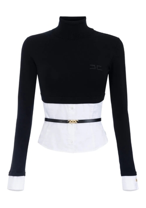 Elisabetta Franchi poplin-insert turtleneck top - Black