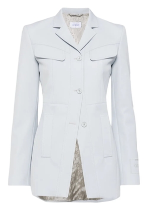 Off-White logo-embroidered tailored blazer - Blue