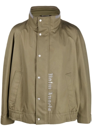 Palm Angels logo-print bomber jacket - Green