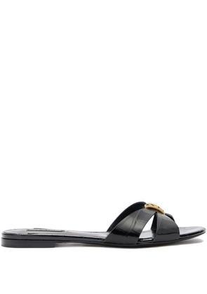 Roberto Cavalli cross-strap jewel-embellished flat sandals - Black