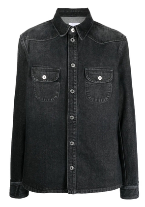 Off-White embroidered-logo denim shirt - Black